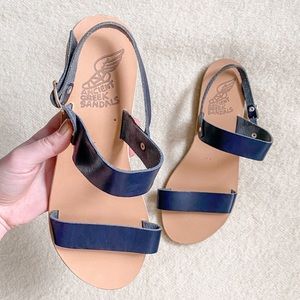 Ancient Greek Sandals Clio Black Leather Flats
